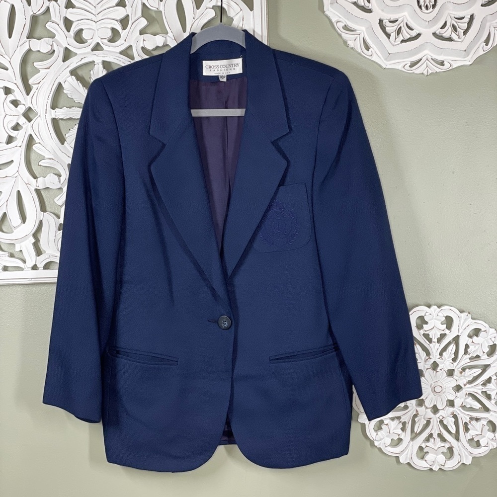 Cross Country Fashion Blue Blazer Suit Jacket Petite